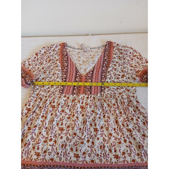 Knox Rose Peplum Top Medium Short Sleeve Floral Print Boho Bohemian Peasant - Picture 9 of 13
